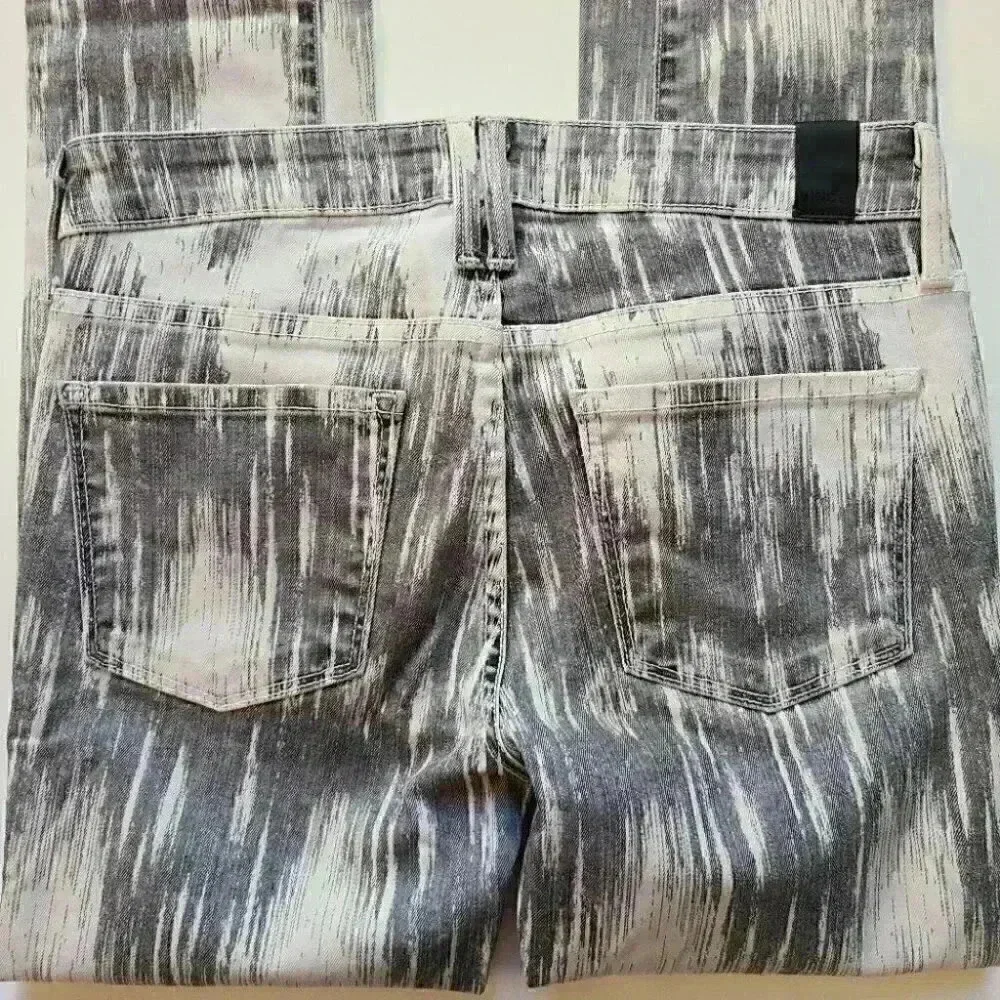 Vince Dylan Beat Down White Gray Coated Denim Skinny Jeans Stretch 24